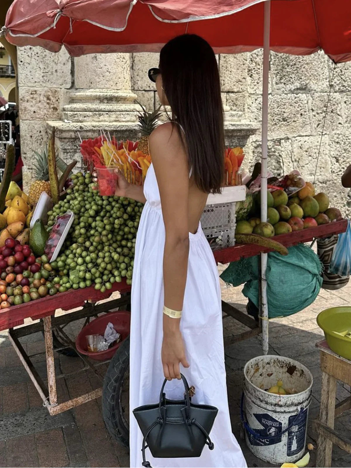 Mouwloze V-Hals Maxi Jurk Jurk