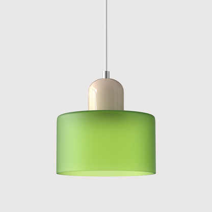 Creatieve Glazen Hanglamp Modern Design Voor Woonkamer Matgroen Beige