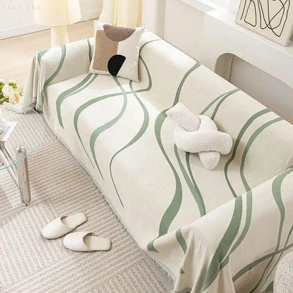 Torini - Luxe omkeerbare hoes van chenille/katoen voor banken Groen