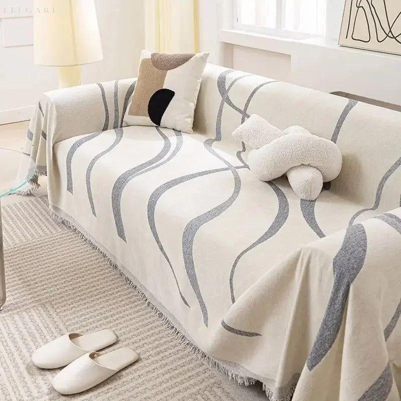 Torini - Luxe omkeerbare hoes van chenille/katoen voor banken Grijs