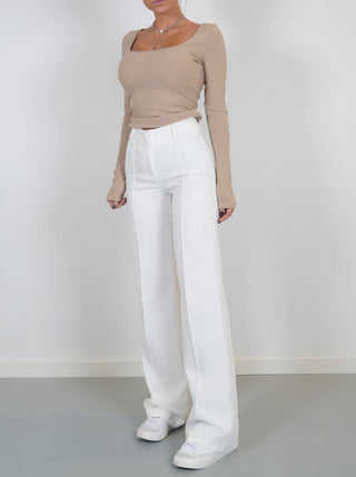 L'Amour | Dames Pantalon – Hoge Taille & Rechte Pijpen (Stijlvol & Veelzijdig) Wit