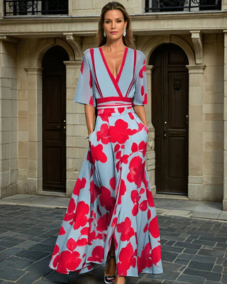 Bersh | Wikkeljurk voor dames – Bloemendetails & Vrouwelijke pasvorm Blauw