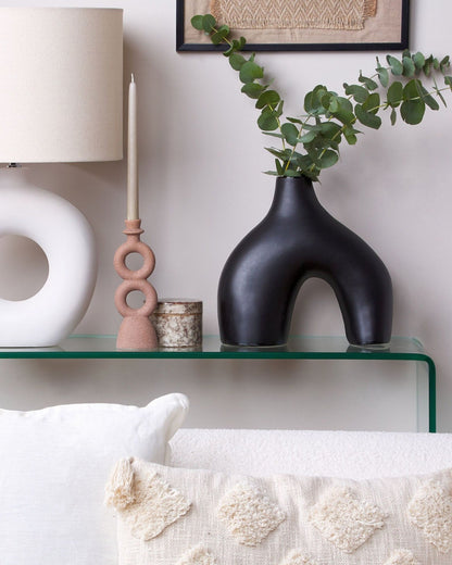 Lamia Vaasje – Handgemaakte Zwarte Porseleinen Bloempot 31 Cm