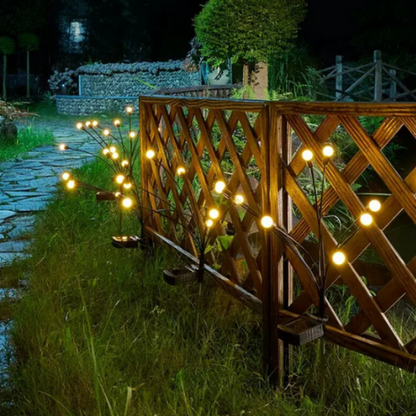 Solar Tuinverlichting met Vuurvliegjes Effect – Waterdichte Buitenlamp voor Tuin en Terras, LED, Automatisch Aan/Uit Warm wit (1+1)