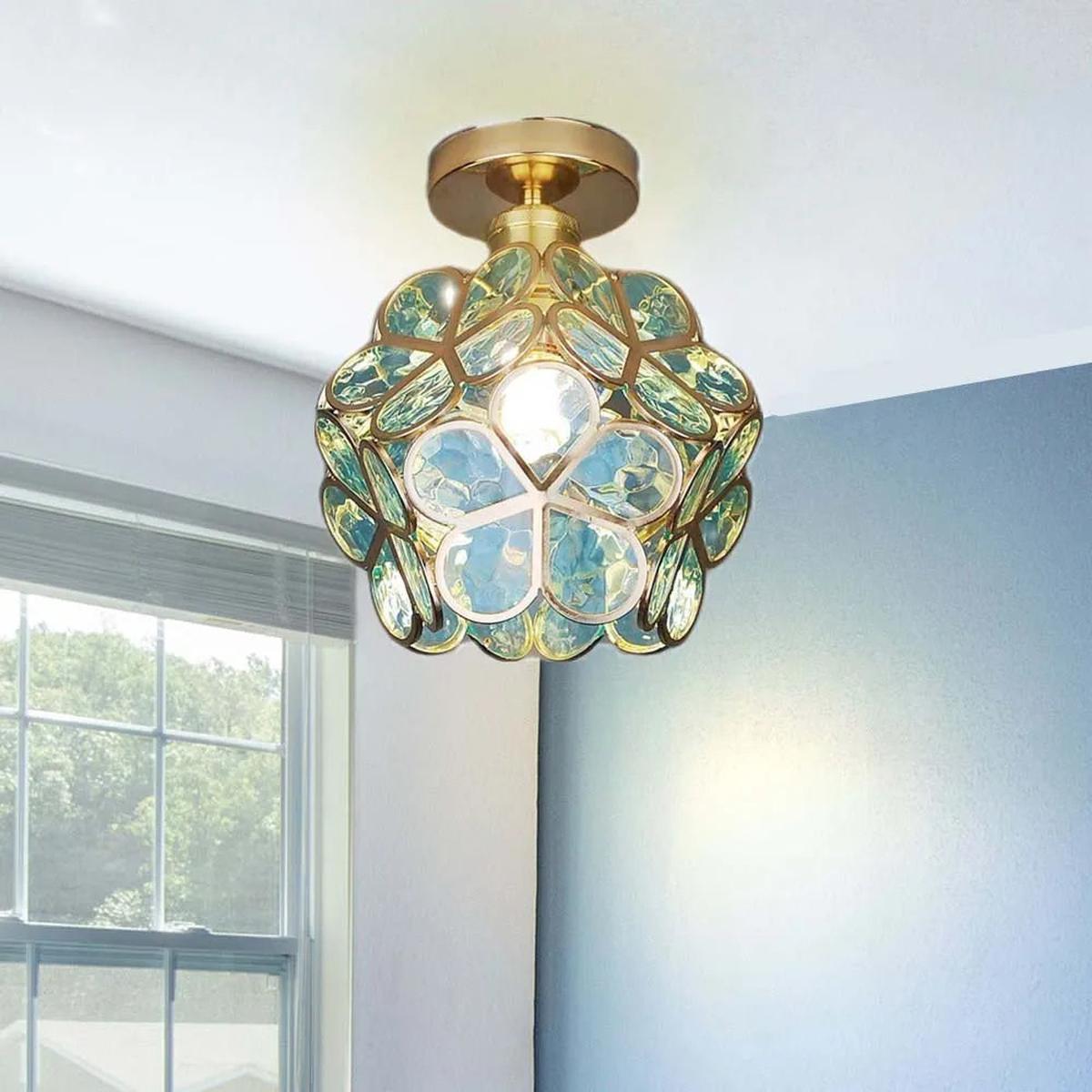Bloemenachtige Glazen Plafondlamp Warme Verlichting