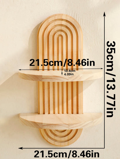 Boho Houten Wandplank Geometrisch Ontwerp Voor Boeken Decoratie