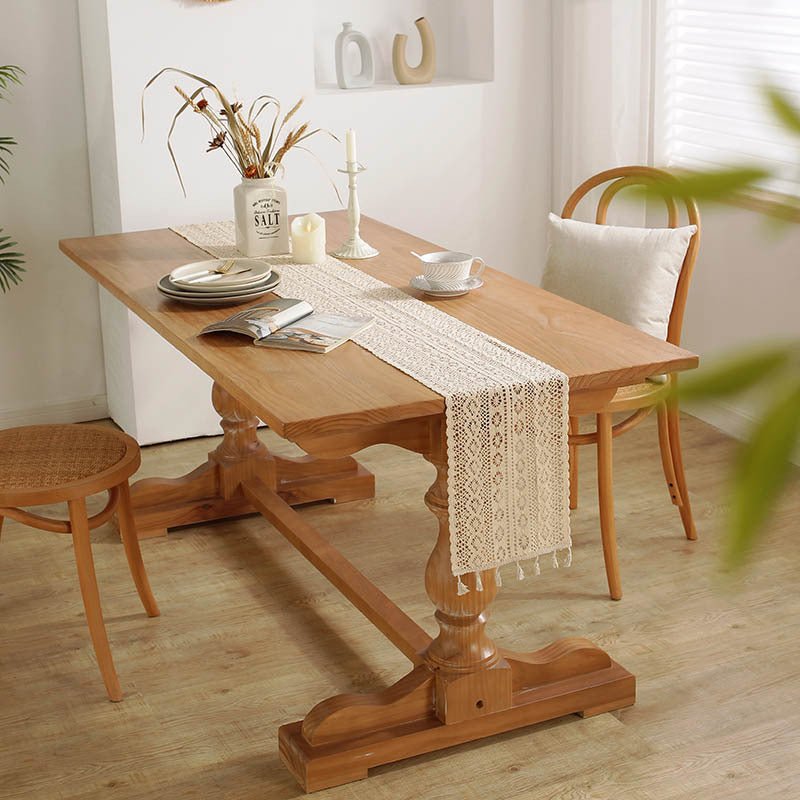 Boho Gehaakte Kanten Tafelloper Met Kwastjes Voor Tafeldecoratie