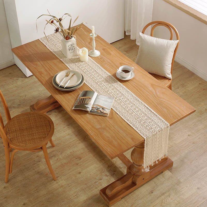 Boho Gehaakte Kanten Tafelloper Met Kwastjes Voor Tafeldecoratie