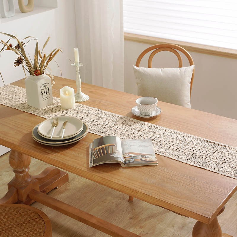 Boho Gehaakte Kanten Tafelloper Met Kwastjes Voor Tafeldecoratie