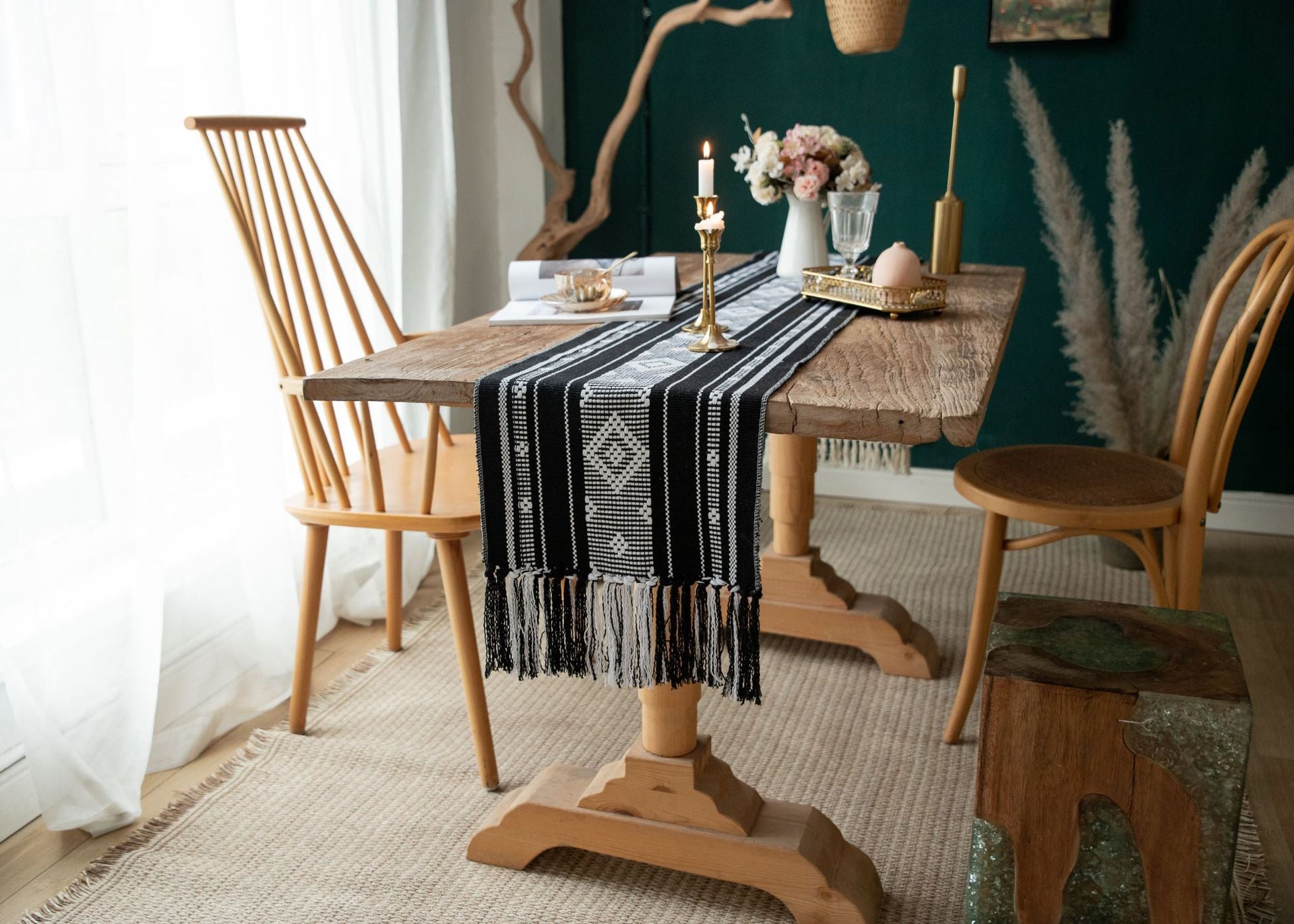 Boho Tafelloper Met Kwastjes Voor Een Stijlvolle Tafeldecoratie