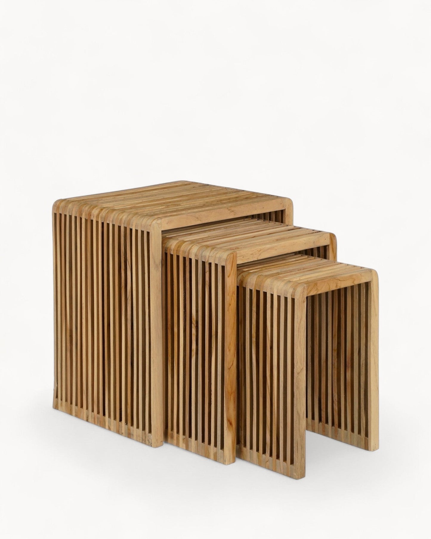 Mica Decorations – Yonker Bijzettafel 3er-Set – Gerecycled Hout – Bruin – L44 x B34 x H50 cm