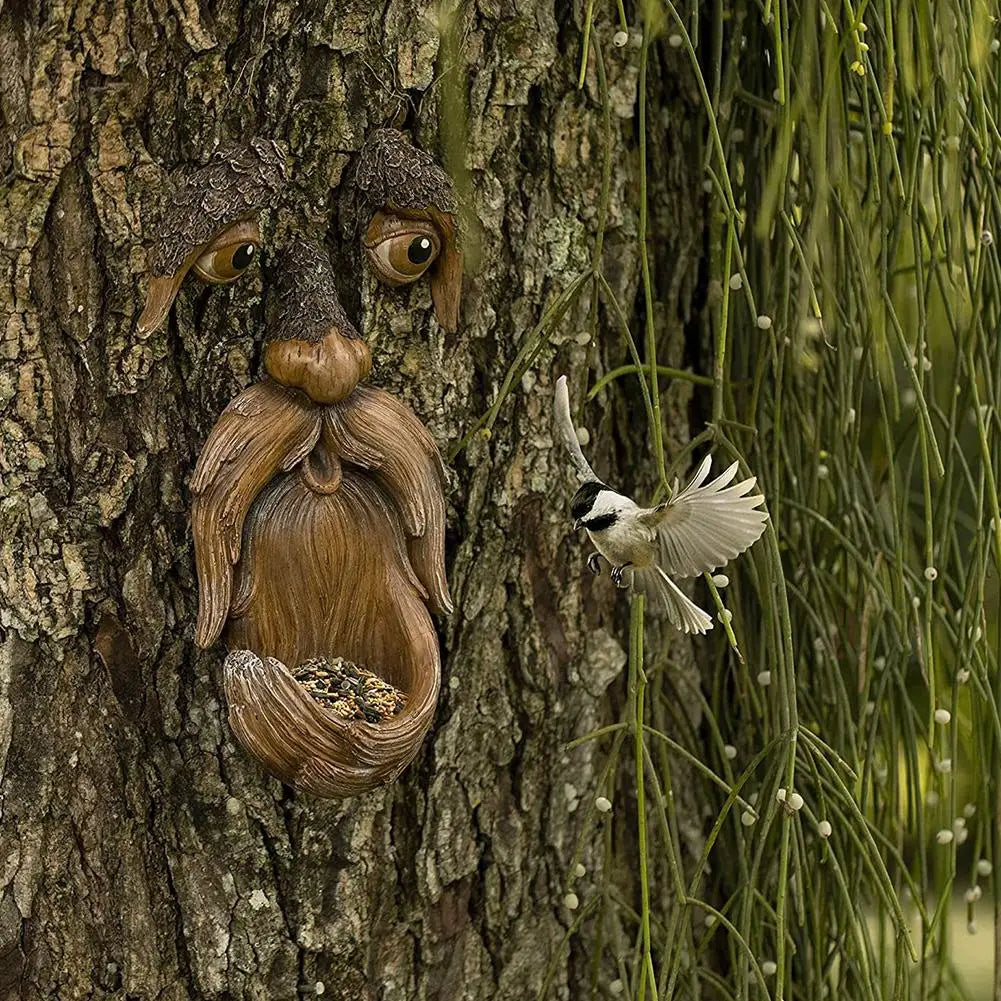 Buiten Vogelvoeder Met Grappig Gezicht Waterdicht Hars
