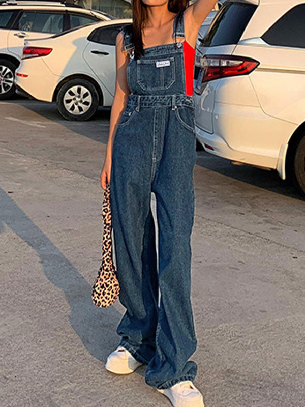 Dames Overalls Katoenmix Vintage Gewassen Casual Denim