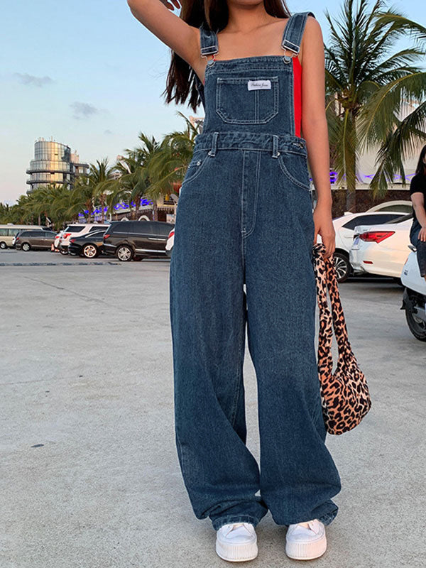 Dames Overalls Katoenmix Vintage Gewassen Casual Denim