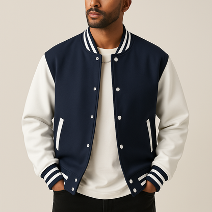Casual Baseballjack Voor Heren Baseballstijl Lichte Model - Winterjas Heren Marineblauw