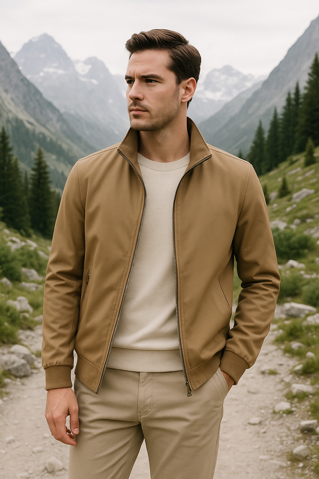 Stijlvolle Winddichte Zomerjas Voor Heren Khaki