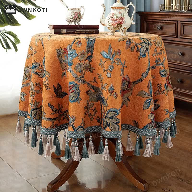 Luxueus Chenille Jacquard Bloemen Tafelkleed Met Pracht