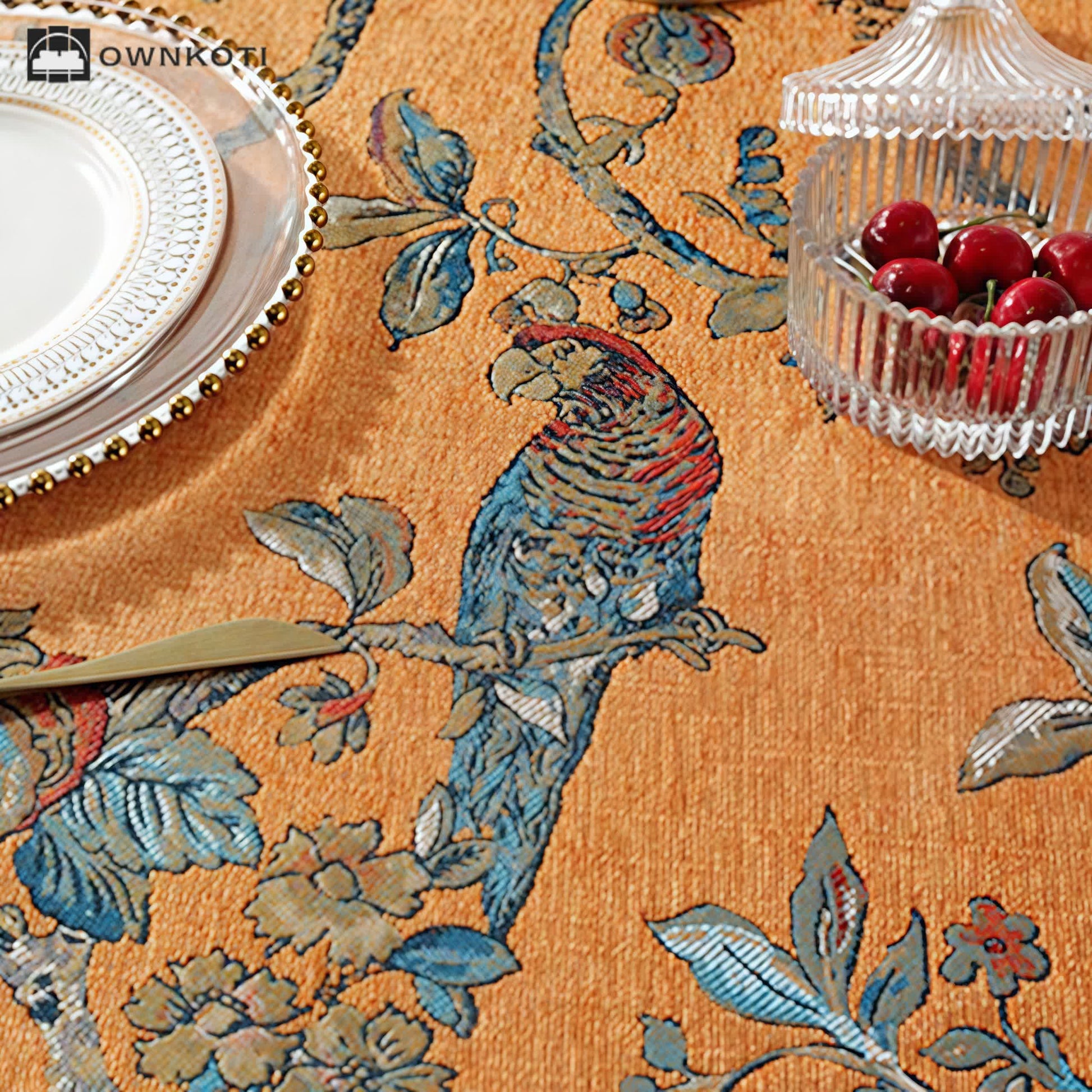 Luxueus Chenille Jacquard Bloemen Tafelkleed Met Pracht
