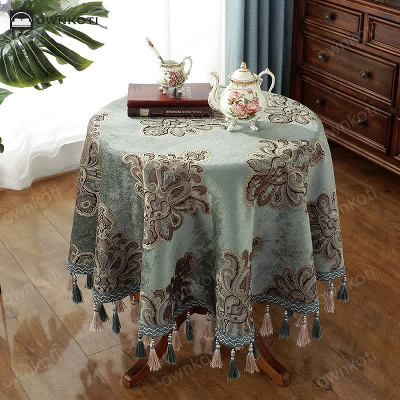 Luxueus Chenille Jacquard Bloemen Tafelkleed Met Pracht H