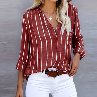 Chloé | Trendy gestreepte damesblouse rood