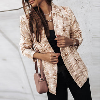 Flōre | Damesblazer met knoopsluiting | Casual khaki