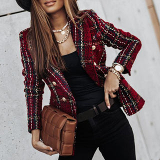 Flōre | Damesblazer met knoopsluiting | Casual wijnrood