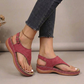 Comfortabele en stijlvolle teensandalen voor dames met voorgevormde voet Rood