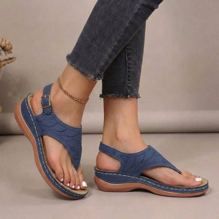 Comfortabele en stijlvolle teensandalen voor dames met voorgevormde voet Blauw
