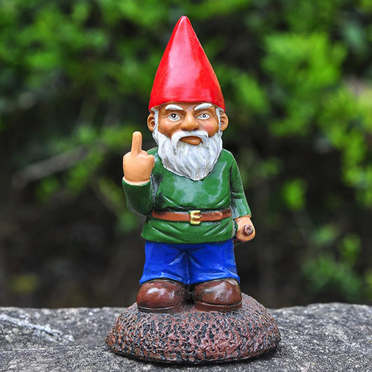 Creatief Tuinbeeldje Gnoom met Middelvinger van Resin