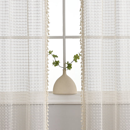 Beige Voile Gordijnen – Lichtdoorlatend en Elegant voor Slaapkamer en Woonkamer, Polyester, Frans Stijl