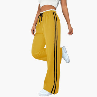 Luna | Damesbroek met Elastische Taille en Zijstrepen Trainingsbroek – Comfortabele en stijlvolle damesbroek met koord Geel