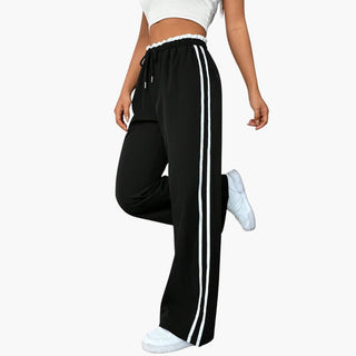 Luna | Damesbroek met Elastische Taille en Zijstrepen Trainingsbroek – Comfortabele en stijlvolle damesbroek met koord Zwart