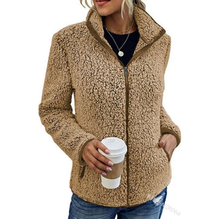 Mechi | Dames Teddy Jasje – Zacht Fleece met Rits & Warm Comfort Karamel