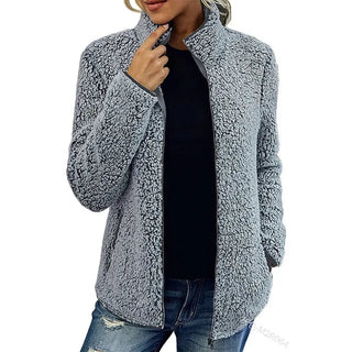 Mechi | Dames Teddy Jasje – Zacht Fleece met Rits & Warm Comfort Grijs
