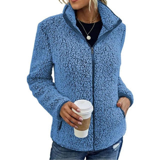 Mechi | Dames Teddy Jasje – Zacht Fleece met Rits & Warm Comfort Blauw