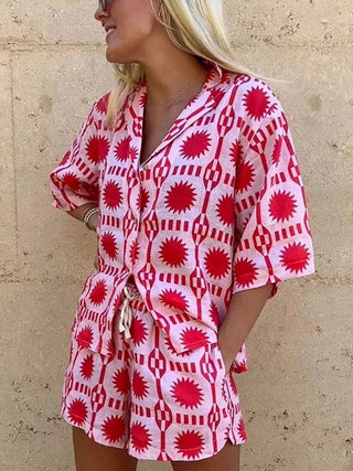 Passion | Dames zomerset met geometrische print – shorts en comfortabele pasvorm