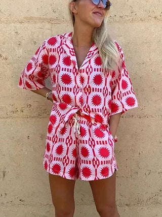 Passion | Dames zomerset met geometrische print – shorts en comfortabele pasvorm