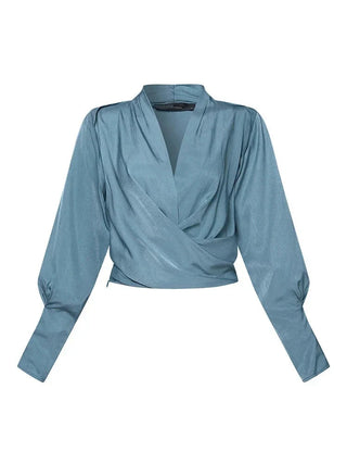 Damesblouses met V-hals en pofmouwen, flatterende taille, geschikt voor elke dag en feestjes.