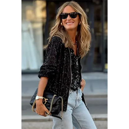 Dames Glinsterend Bomberjack - Elegant en met rits als tussenjas