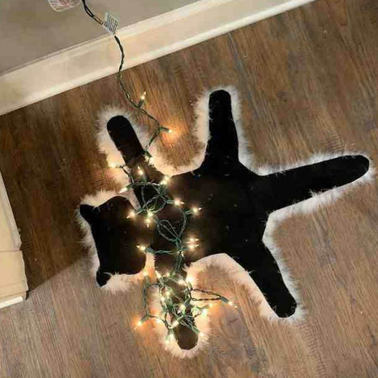 Decoratief Tapijt Met Bontrand Gefrituurde Kat Origineel Met wit licht
