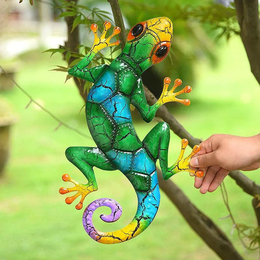 Decoratieve Metalen Gecko Tuindecoratie Groen Rood Blauw