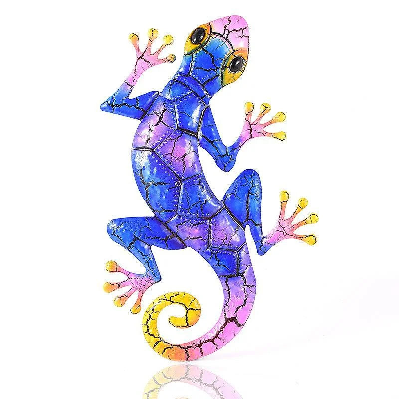 Decoratieve Metalen Gecko Tuindecoratie Groen Rood Blauw Blauw