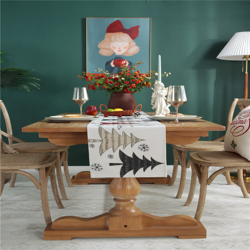 Decoratieve Tafelloper Met Kerstboom En Sneeuwvlok Verfijnd