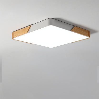 Houten En IJzeren Plafondlamp Met Witte Diffuser Licht Wit vierkant