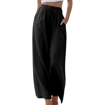 Adeline - Elegante Broek van Katoen en Linnen voor Zomer Zwart