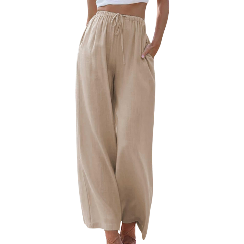 Adeline - Elegante Broek van Katoen en Linnen voor Zomer Beige