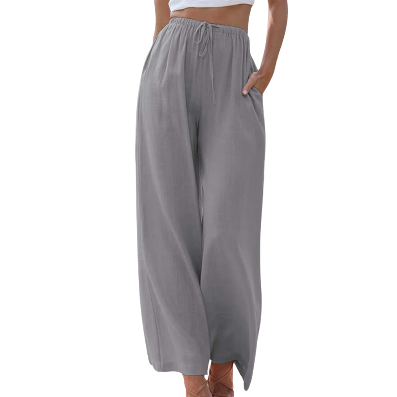 Adeline - Elegante Broek van Katoen en Linnen voor Zomer Grijs
