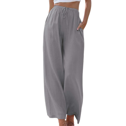 Adeline - Elegante Broek van Katoen en Linnen voor Zomer Grijs