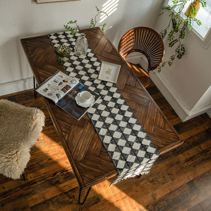 Diamanten Kwast Geweven Tafelloper Voor Stijlvolle Dinerervaring