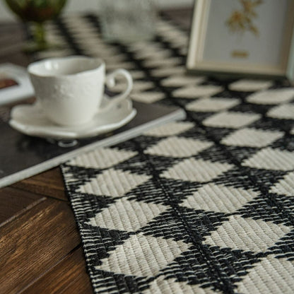 Diamanten Kwast Geweven Tafelloper Voor Stijlvolle Dinerervaring